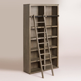 美式展示柜储物柜 欧式原木做旧陈列柜 单个书柜 实木带梯子书架