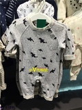香港正品代购 H&M新生/婴儿童春装 鲸鱼印花斑纹长袖连体衣爬服