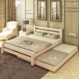 双人床1.8米1.5纯实木床拖床中式单人床成人1.2松木床简易储物床