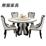 大理石韩式圆桌1.35酒店后现代象牙白餐厅1.6米园桌饭桌圆形 桌椅