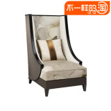 新中式实木单人沙发 现代简约时尚布艺沙发椅 酒店会所接待休闲椅