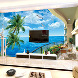 3d地中海海景 欧式客厅沙发电视背景墙纸 餐厅简约无缝防水壁画