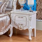 欧式床头柜 法式床头柜雕花现代简约田园白色双抽屉柜床边柜包邮