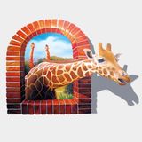 可移除整张自粘墙贴纸创意时尚3D长颈鹿仿真立体客厅装饰墙面贴画