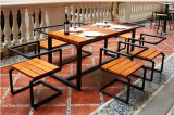水管实木酒店餐桌椅组合铁艺椅做旧休闲靠背咖啡厅桌椅酒吧台椅子