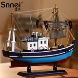 摆件木船一帆风顺木质实木木制渔船手工地中海丰收帆船模型工艺船