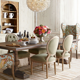 法式美式复古做旧餐桌椅组合欧式餐桌欧式实木长方形餐台北欧家具