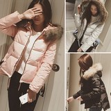 韩国棉衣女学生短款棉袄蘑菇街冬装韩版修身大毛领外套加厚棉服潮