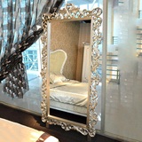 法式全身试衣镜 简约欧式实木立镜 特价新古典卧室移动穿衣镜落地