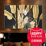 东南亚风格泰式手绘油画别墅会所客厅装饰画背景墙挂画有框三联画