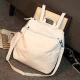 简约夏季双肩包女士韩版水洗羊皮单肩斜挎两用书包大休闲旅行背包