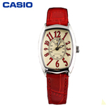 卡西欧casio手表 指针系列复古石英酒桶型皮带女表LTP-1208E-9B2