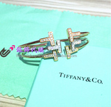 香港正品代购T型Tiffany蒂芙尼18K玫瑰金镶钻男女情侣手镯包邮