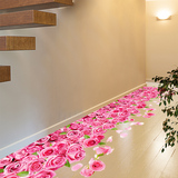3d立体墙贴纸贴画墙壁纸自粘浴室卫生间房间地面地板地贴玫瑰花朵