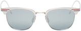 美国代购16春夏Thom Browne 蓝色镜片银色条纹镜架太阳眼镜
