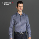 K-boxing/劲霸长袖衬衫 男士格子保暖加厚针织长袖衬衣潮CCBU3401