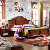 美式实木床 美式乡村双人床 1.8米欧式橡胶木床 大床 婚床