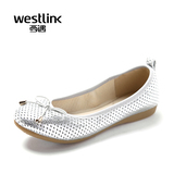 Westlink/西遇2016夏季新款 菱形镂空舒适蛋卷芭蕾鞋浅口套脚女鞋