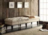 美式乡村实木家具法式床边凳床前凳简约欧式卧室实木沙发凳换鞋凳
