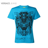 versace jeans范思哲 男士蓝色全棉几何印花短袖T恤