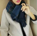 韩国代购英伦格子流苏围巾披肩两用男女士冬季羊毛学生超长加厚