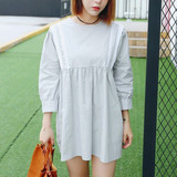 韩版女装2016夏装新款圆领宽松棉麻七分袖女式娃娃衫A986女士衬衣