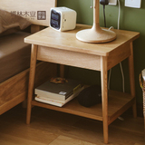 原创现代日式纯实木床头柜北美橡木环保角边柜卧室家具简约环保