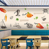 欧式快餐店西餐厅背景墙纸个性水果食物涂鸦壁纸清新风格大型壁画