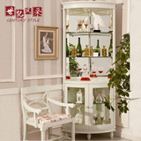 韩式田园酒柜角柜欧式实木墙角柜现代转角柜时尚玻璃酒柜三角柜