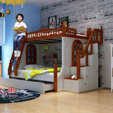 地中海儿童床实木1.5米高低床成人上下铺组合床双层床公主高架床