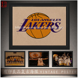 定制NBA篮球洛杉矶湖人牛皮纸海报 卧室宿舍客厅个性装饰画有框画
