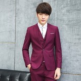 2015秋冬季装新品韩版修身男士高品质西服套装西装三件套结婚礼服
