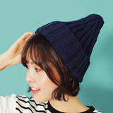 韩国时尚尖尖奶嘴甜美可爱毛线帽纯色卷边针织帽秋冬保暖休闲女潮