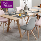 曼尼森家具 现代折叠伸缩实木饭桌 北欧简约餐厅桌 小户型咖啡桌