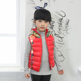 小童装冬装女童韩版花朵中国风马甲 儿童加厚羽绒棉马夹1-3-5-6岁