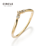 Circle日本珠宝 钻石戒指18k黄金群镶钻石首饰戒指V形正品女款