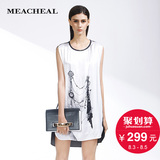 Meacheal米茜尔 专柜正品夏2014新款女装 黑白拼色无袖连衣裙
