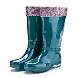 冬季加棉保暖雨靴时尚女式高筒防滑水鞋胶鞋加绒雨鞋可拆卸套鞋