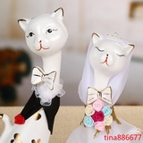 家居精装礼盒新婚情侣猫咪陶瓷摆件 创意结婚礼物装饰品工艺礼品