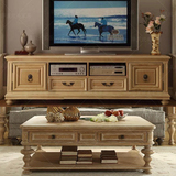 美式电视柜法式乡村卧室储物地柜欧式新古典实木做旧现代客厅家具
