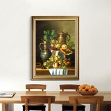 简约欧式纯手绘古典油画静物花卉水果陶瓷客厅餐厅酒吧装饰挂壁画