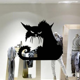 9421 外贸vinly 万圣节黑色猫咪玻璃贴纸个性自粘装饰墙贴画大号