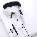 闲长袖衬衫 韩版修身白色工作衬衣意宾 2016春装新款男士商务休