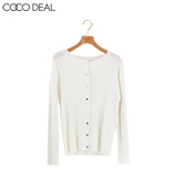 COCO DEAL 日系女装优雅纯色圆领竖条纹针织短款外套 36233270
