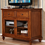现代简约地柜家具卧室小电视机柜储物柜 美式乡村橡木实木电视柜