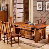 创品 红木茶桌椅组合 古典实木香樟木家具茶艺功夫泡茶台办公桌