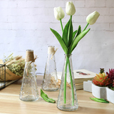 郁金香仿真花点点瓶套餐创意透明玻璃花瓶家居饰品摆件