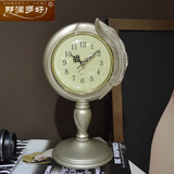 那澜多好 创意时尚座钟复古欧式台钟客厅摆件静音羽毛树脂座钟