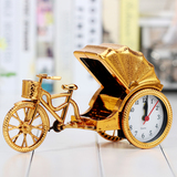 经典复古黄包车闹钟 创意学生礼品时尚桌面摆件塑料床头钟小钟表
