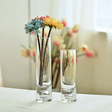 创意水晶透明玻璃花瓶圆形直筒水培富贵竹插花瓶家居装饰花器摆件